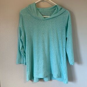 Columbia Light Aqua Blue Pullover Top Hooded Large